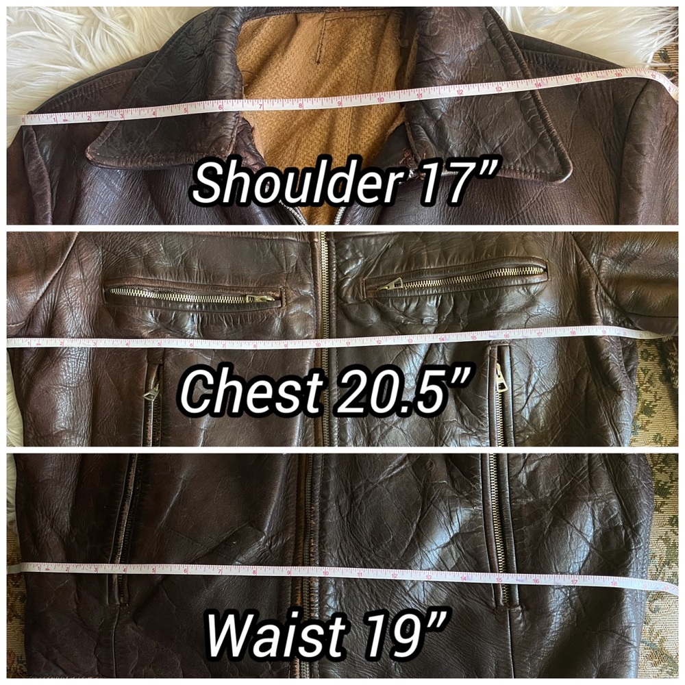 40s Military Vintage Leather Jacket Horsehide Moto Biker German 50s Distressed S - Picture 7 of 9